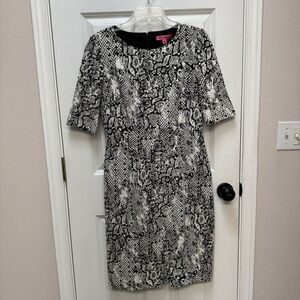 Betsy Johnson Black & White Snake Skin Animal Print Formal Dress Size 10